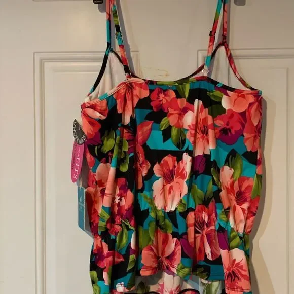 Caribbean Joe Floral Women’s Takini Two Piece Swimsuit NWT - Picture 9 of 10